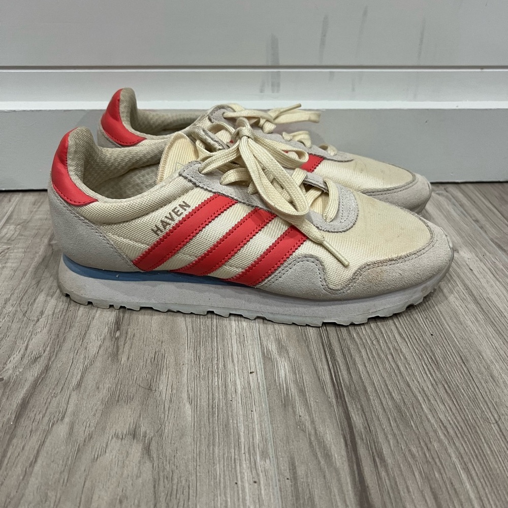 Adidas Haven Cream and Red Sneakers